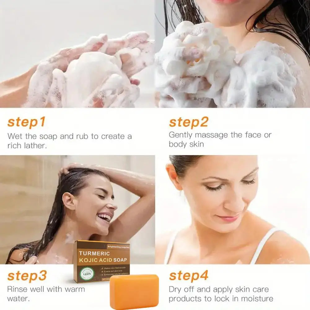 Turmeric Kojic Acid Brightening Soap Bar | Face & Body Brightening Soap Bar QXL
