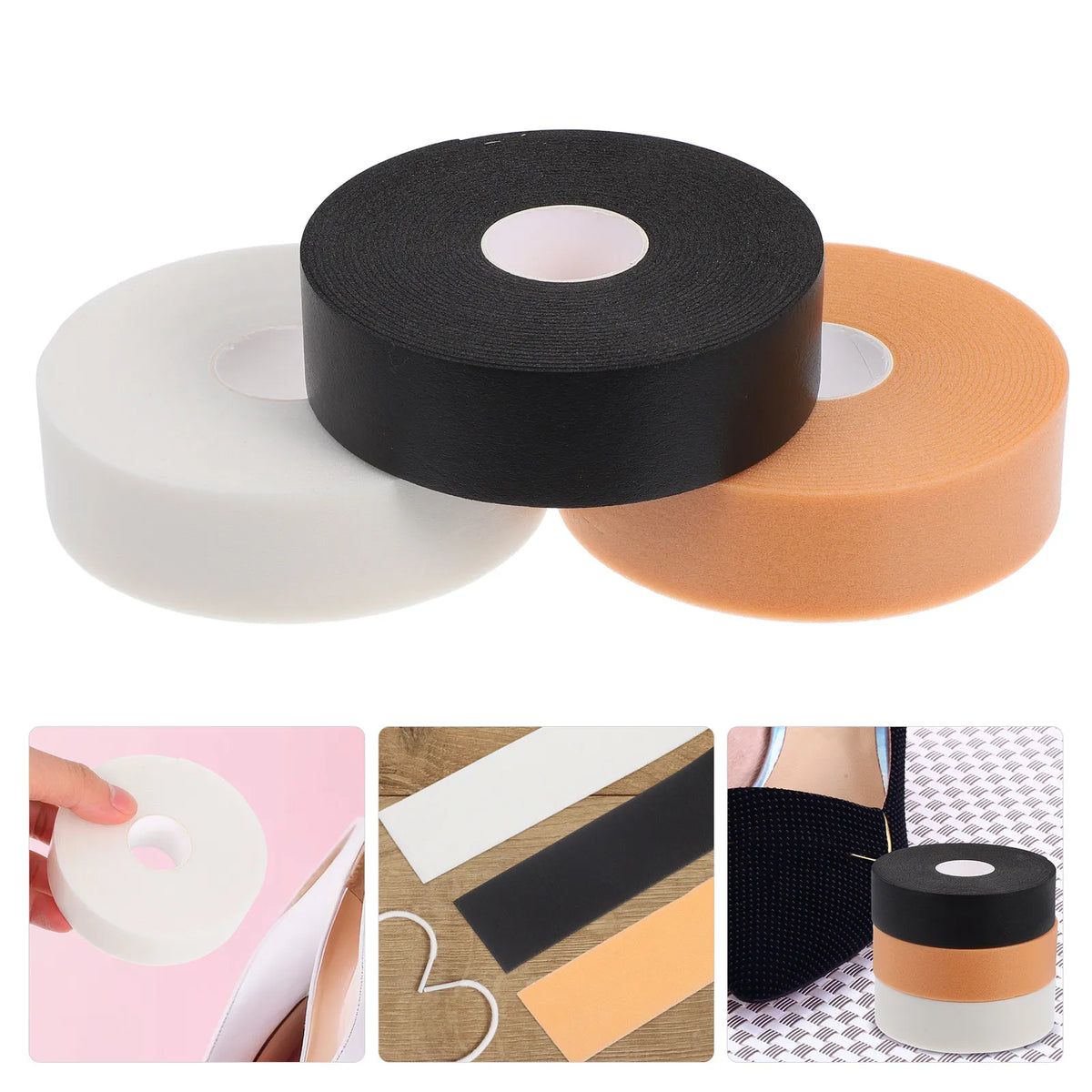 3-Roll DIY Cut-to-Size PE Foam Self-Adhesive Heel Pads Adhesive Heel Pads QXL