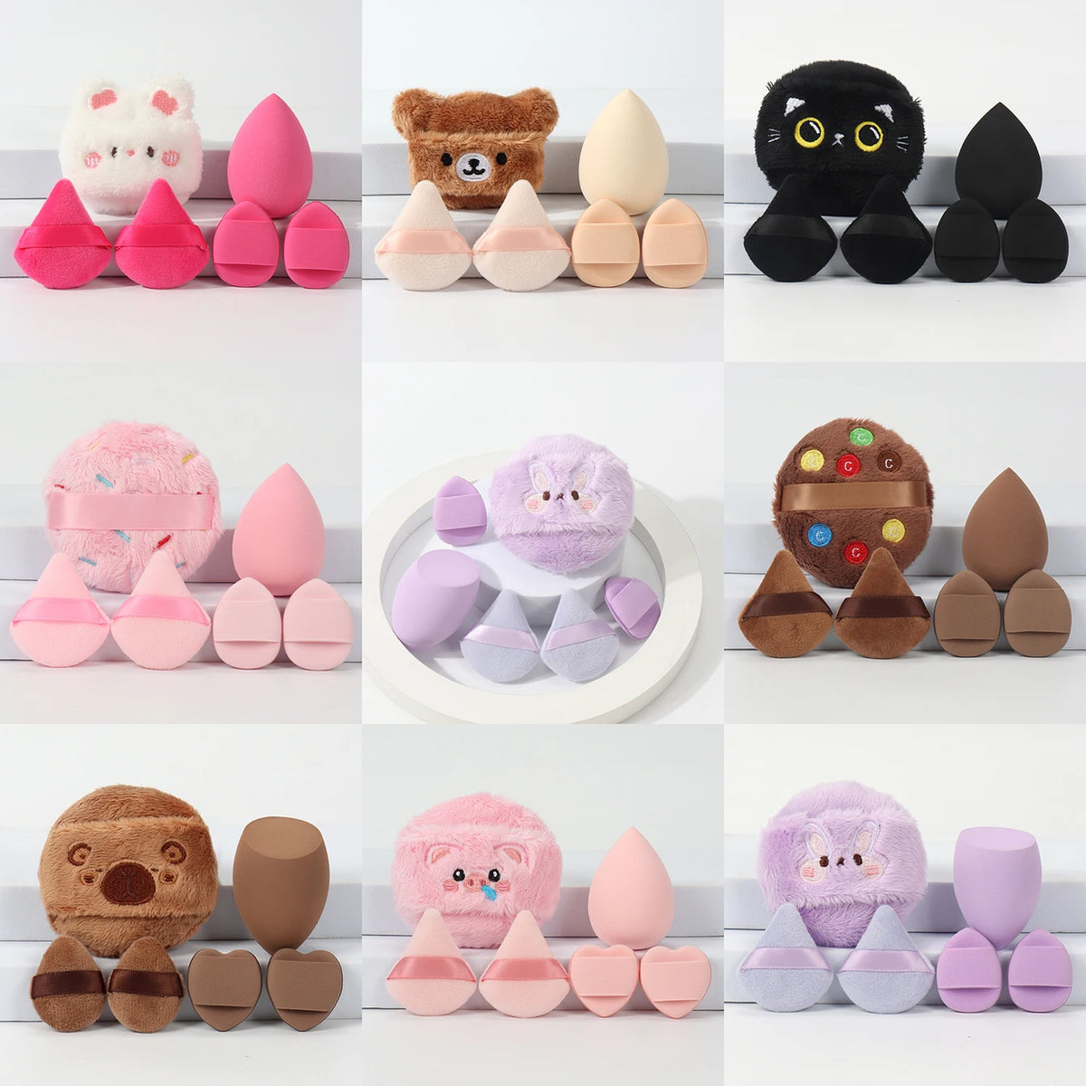 6-Pack Embroidered Powder Puffs | Wet & Dry, All Skin Types Makeup Powder Puff QXL