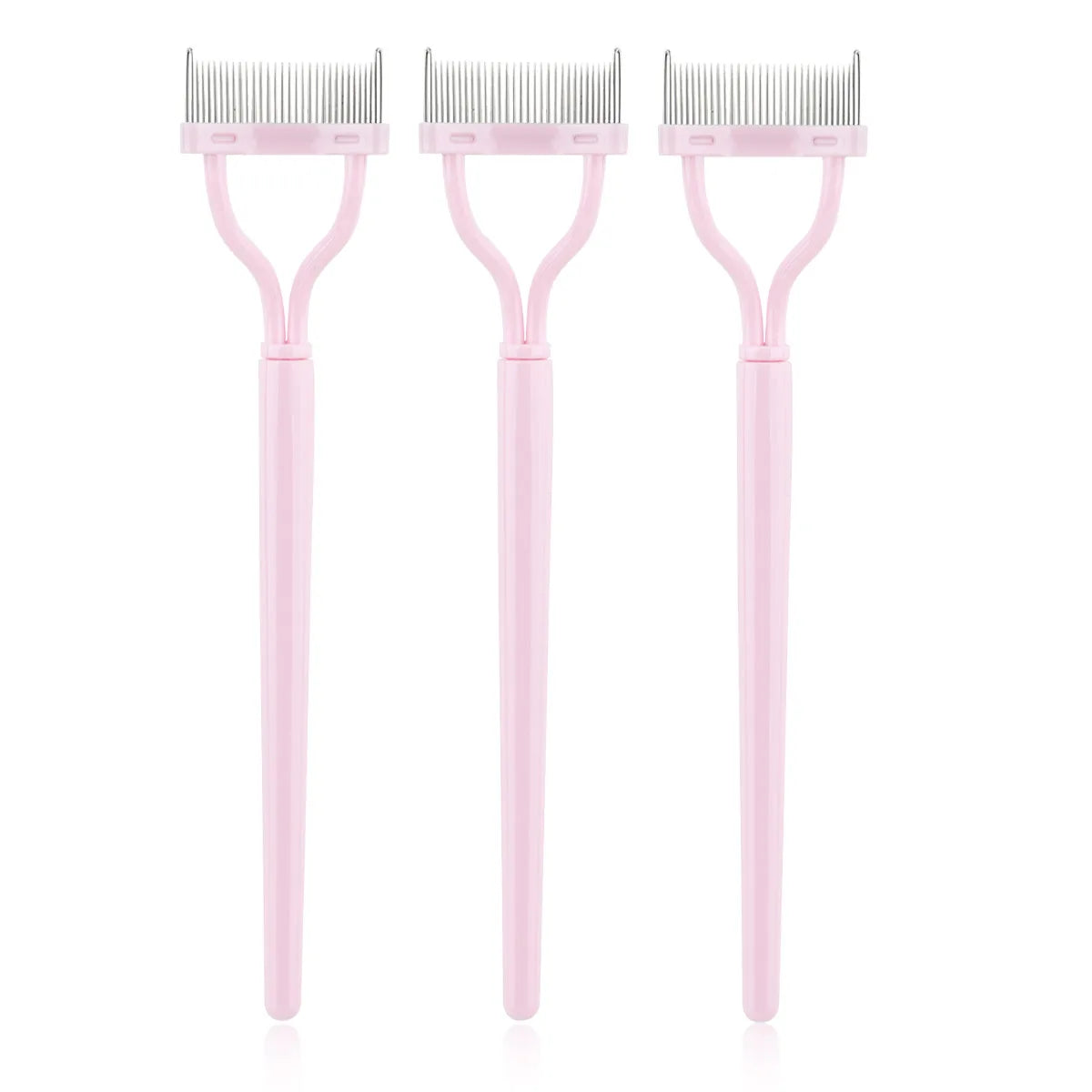 Stainless Steel Eyelash Comb & Lash Separator Brush Set Eyelash Comb Set QXL 3 pcs pink