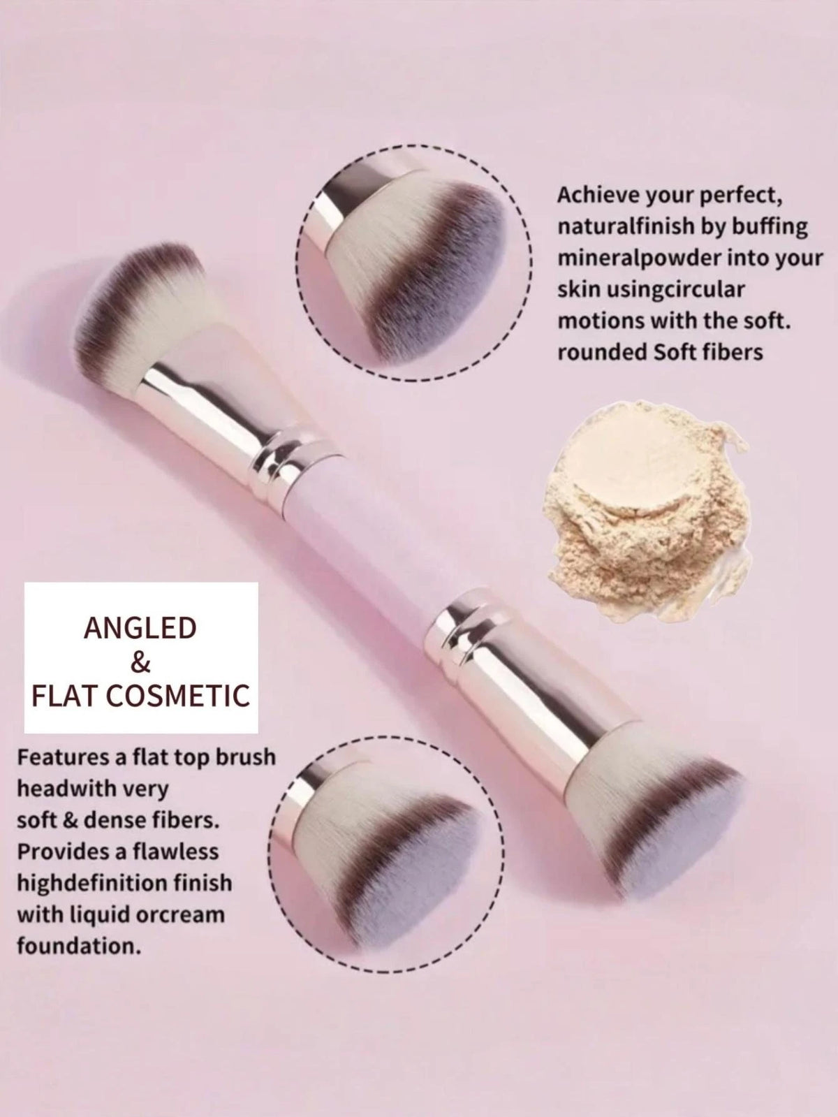 Double-Ended Foundation & Contour Brush Set – 2 Pack Makeup Brush Set QXL