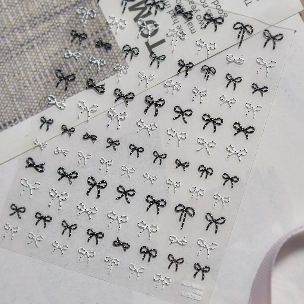 5D Embossed Bow Nail Stickers | French Ribbon DIY Nail Decals