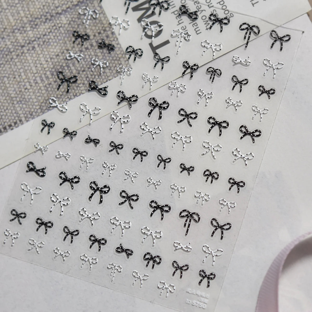 5D Embossed Bow Nail Stickers | French Ribbon DIY Nail Decals