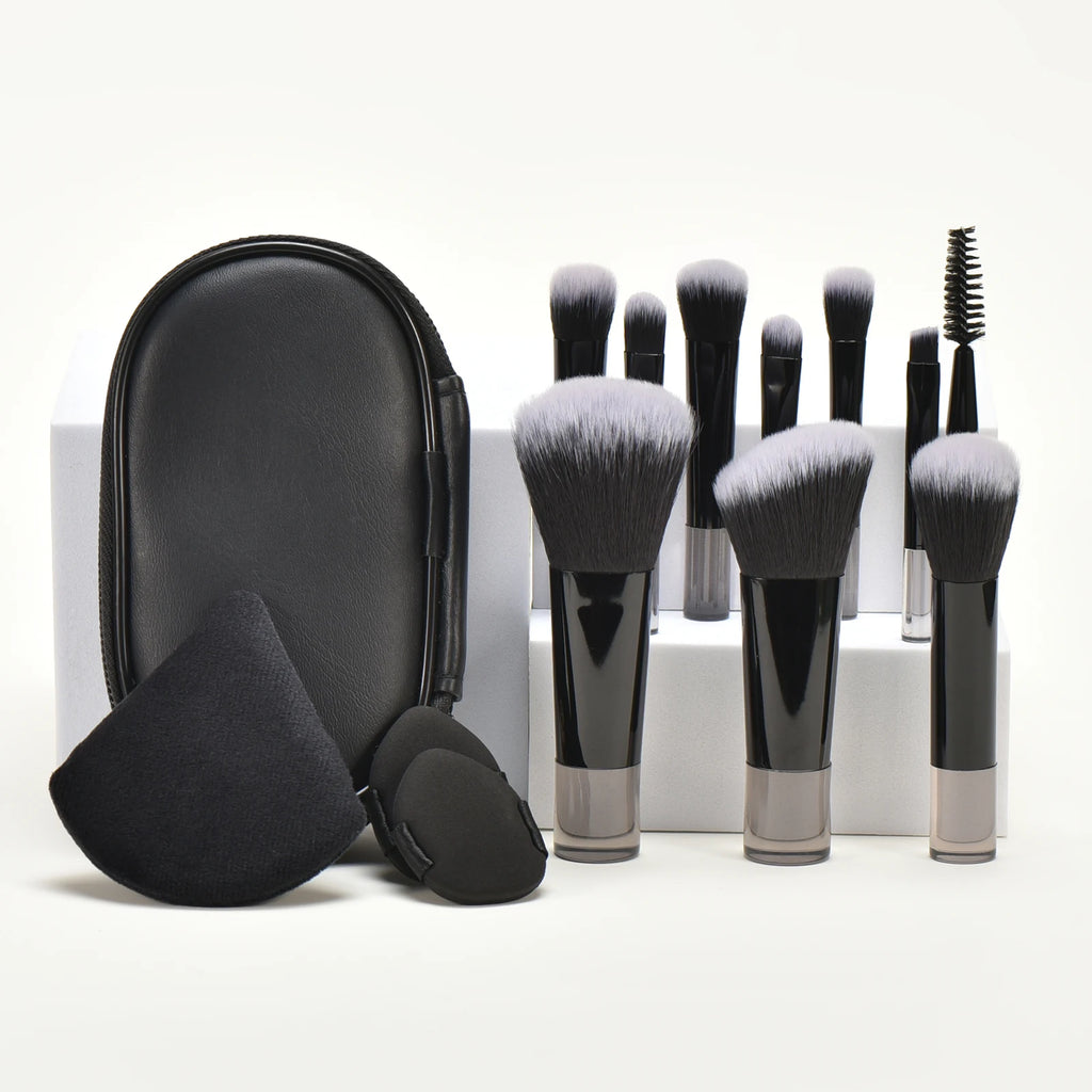 10-Pc Mini Travel Makeup Brush Set | Portable Palm Brushes Travel Makeup Brush Set QXL