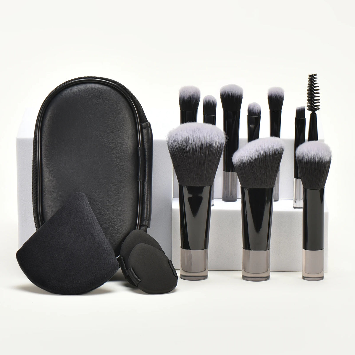 10-Pc Mini Travel Makeup Brush Set | Portable Palm Brushes Travel Makeup Brush Set QXL