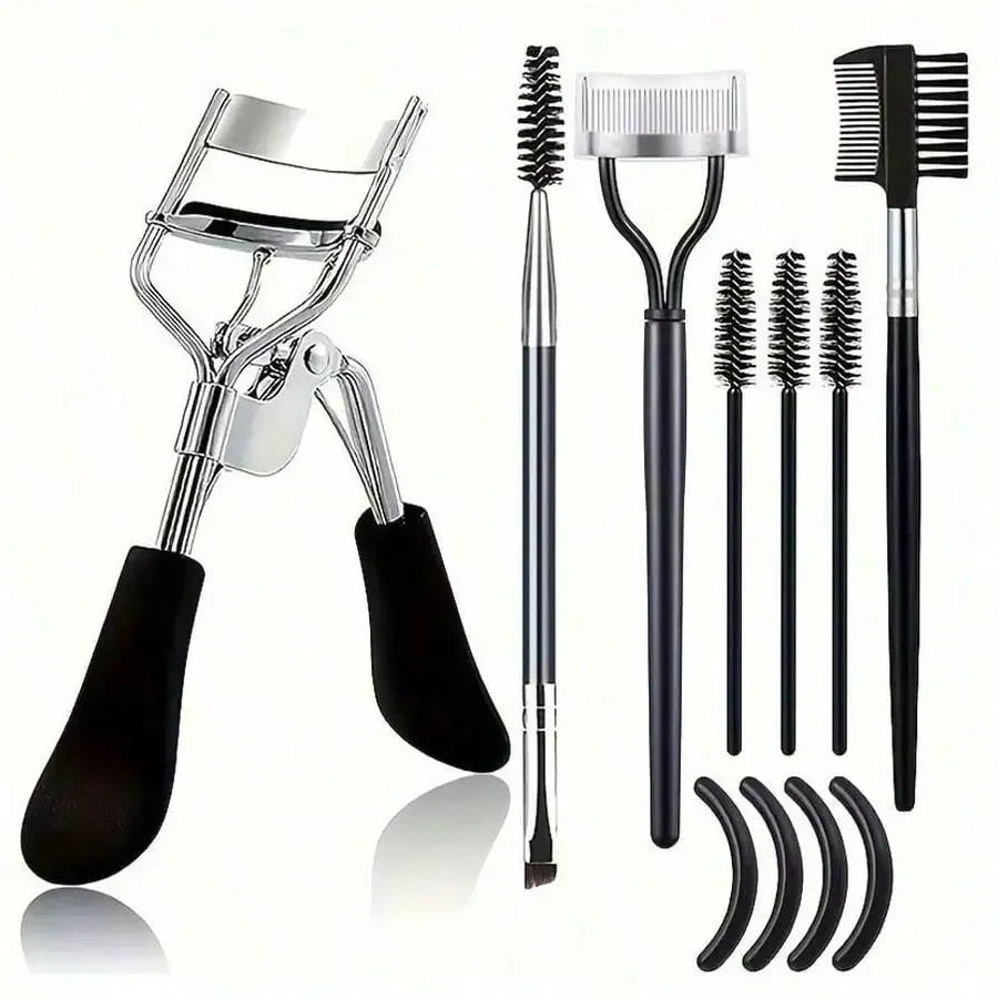 11-in-1 Eyelash Curler & Grooming Kit | Comb, Wand & Refills Eyelash Curler Kit QXL black