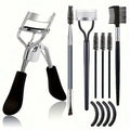 11-in-1 Eyelash Curler & Grooming Kit | Comb, Wand & Refills Eyelash Curler Kit QXL black