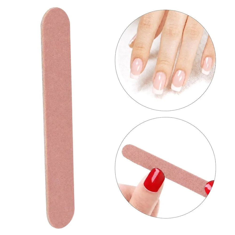 100-Pack Double-Sided Mini Wood Nail Files | Pink Travel Set Nail File Set QXL