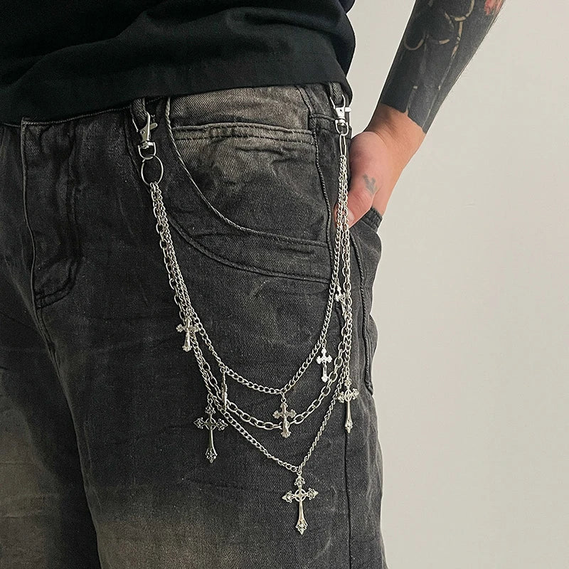 Punk Rock Multi-Layer Cross Waist Chain | Unisex Hip-Hop Belt Waist Chain Belt QXL