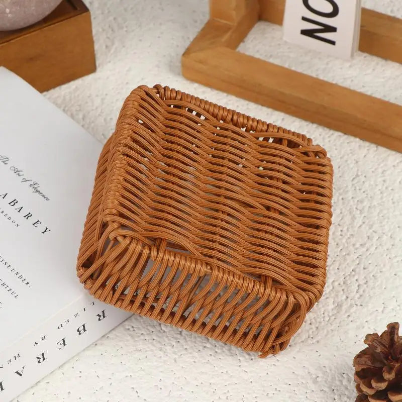 Imitation Rattan Wicker Square Storage Basket – Woven Organizer Wicker Storage Basket QXL