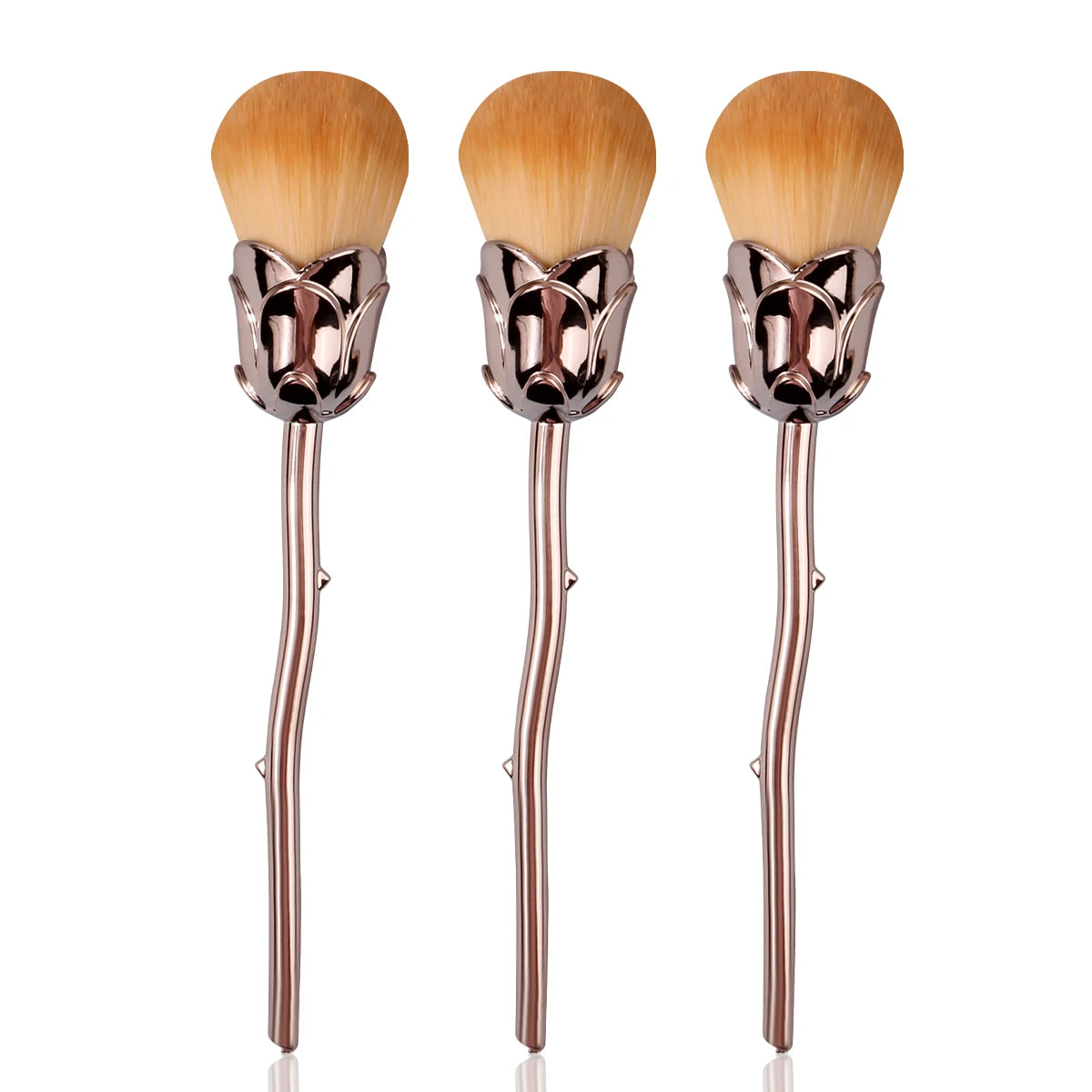 KOSSHOW 3-Piece Powder & Blush Brush Set | Gold Handles Makeup Brush Set QXL Gold