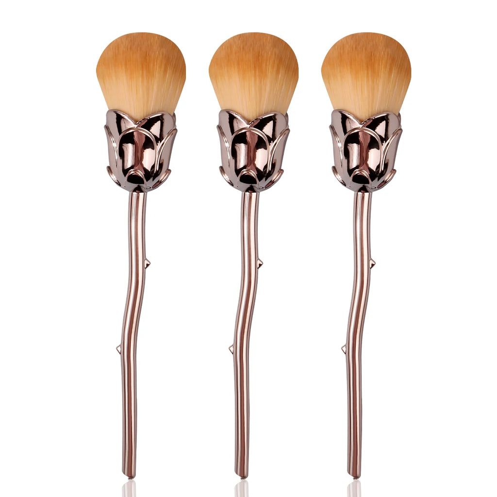 KOSSHOW 3-Piece Powder Blush & Highlight Brush Set Powder Makeup Brush Set QXL Gold