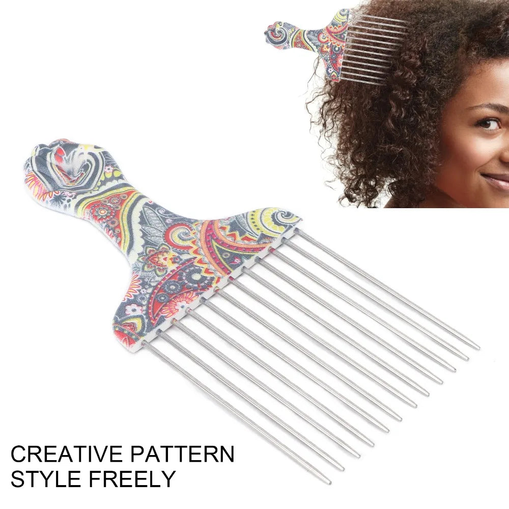 2-Pack Stainless Steel Afro Hair Pick Combs | Wide Tooth Hair Pick Comb QXL
