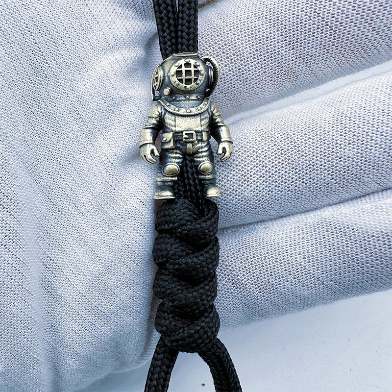 Brass Diver Figurine Bead | EDC Lanyard & Bracelet Charm Brass Figurine Charm QXL