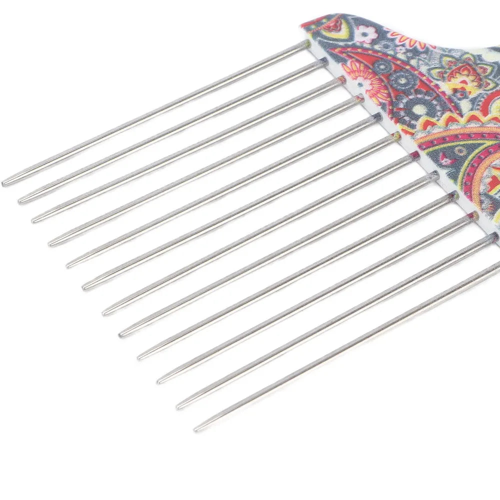 2-Pack Stainless Steel Afro Hair Pick Combs | Wide Tooth Hair Pick Comb QXL
