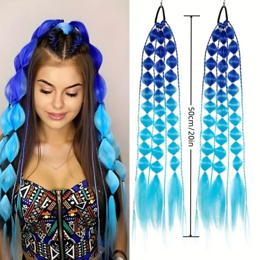 20" Kids Braided Bubble Ponytail Hair Extension – Colorful Kids Hair Extension QXL
