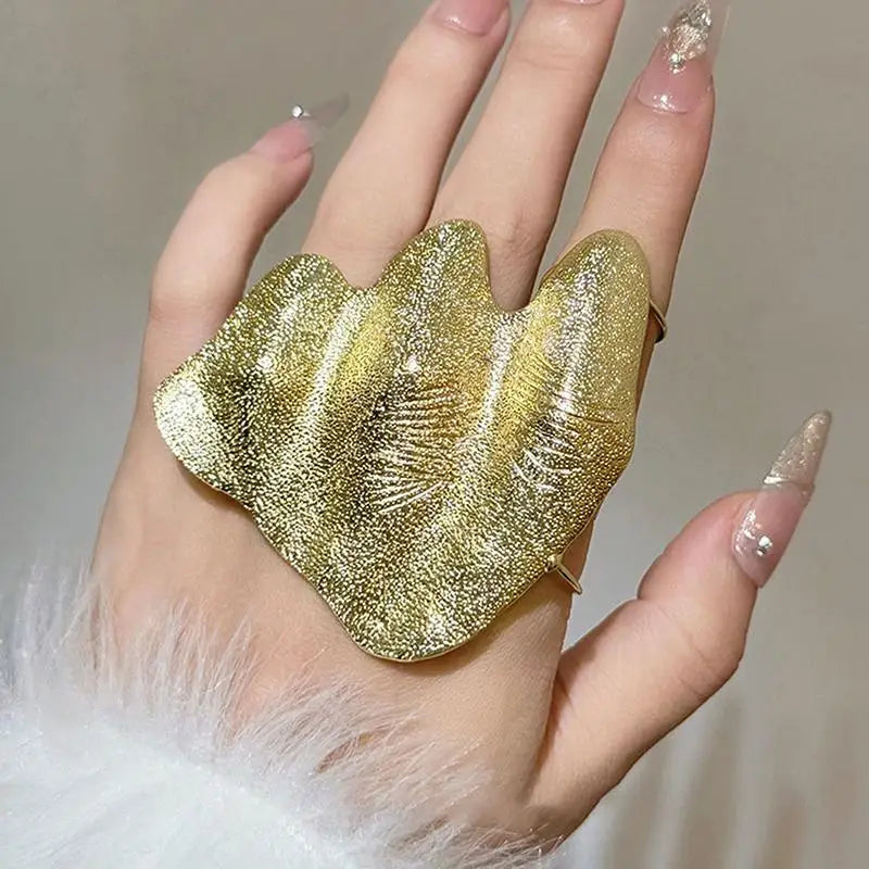 3D Irregular Texture Wide Band Statement Ring | Adjustable Statement Ring QXL