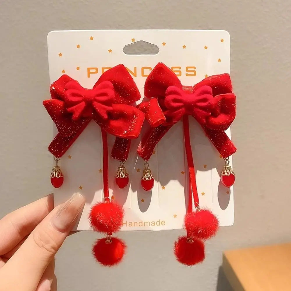 Chinese Tassel Hair Clips | Retro Hanfu Hairpin Pair – Red Tassel Hair Clips QXL