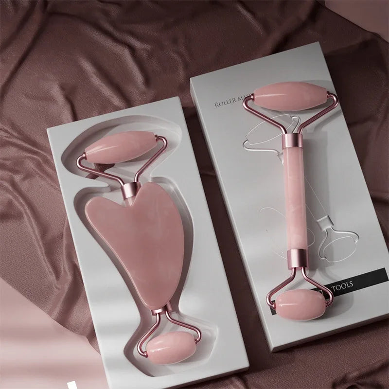 2-Pc Resin Gua Sha Board & Face Massage Roller Set Gua Sha Roller Set QXL
