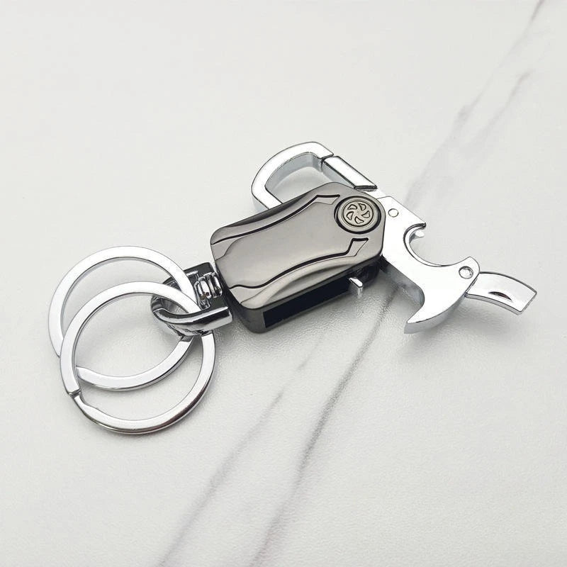 4-in-1 Metal Keychain Fidget Spinner, Bottle Opener & Phone Stand EDC Keychain Tool QXL Silver
