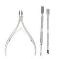 3-Piece Stainless Steel Cuticle Nipper & Pusher Kit Cuticle Nipper Kit QXL Light Grey