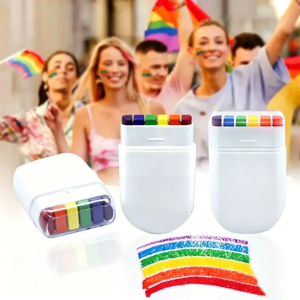 Rainbow Face Paint Crayon Set – 6 Colors for Sports Fans Face Paint Crayons QXL