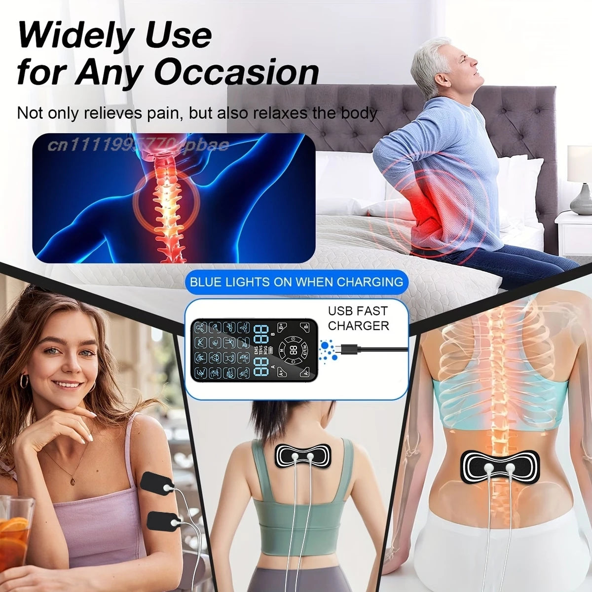 TENS & EMS Muscle Stimulator | 16 Modes Dual Channel Massager Muscle Stimulator QXL