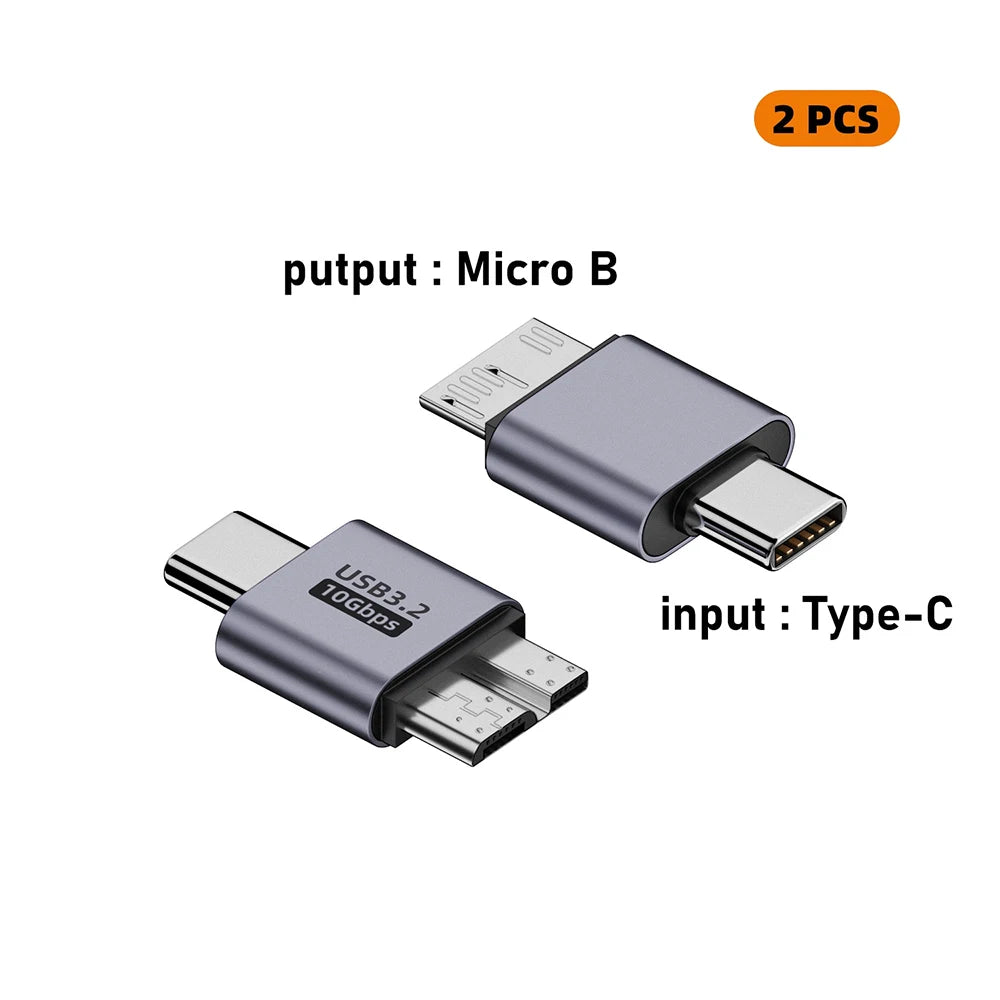 USB 3.0 Micro-B to USB-C Female Adapter | HDD 10Gbps USB Cable Adapter QXL 2x Micro BtoTypeC M