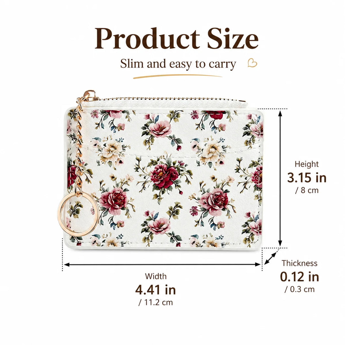 Floral Mini Card Holder Wallet | Coin Purse & Card Organizer Mini Card Wallet QXL