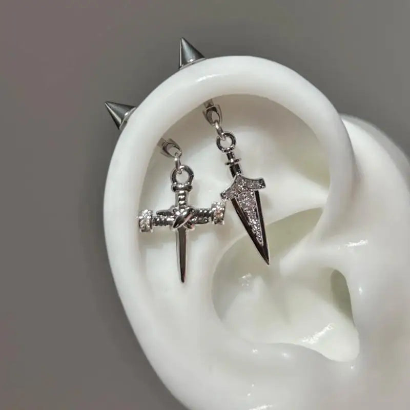 Shiny Zircon Cross Stud Earrings | Fashion Body Piercing Cross Stud Earrings QXL