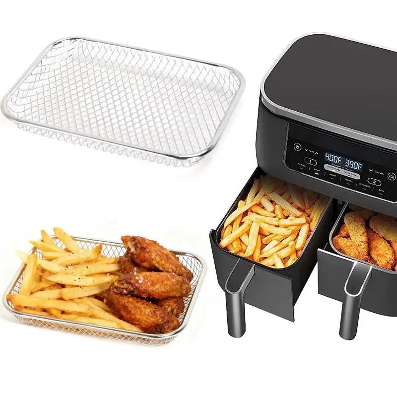 Stainless Steel Air Fryer Mesh Basket | Non-Stick Grill Tray Air Fryer Basket QXL