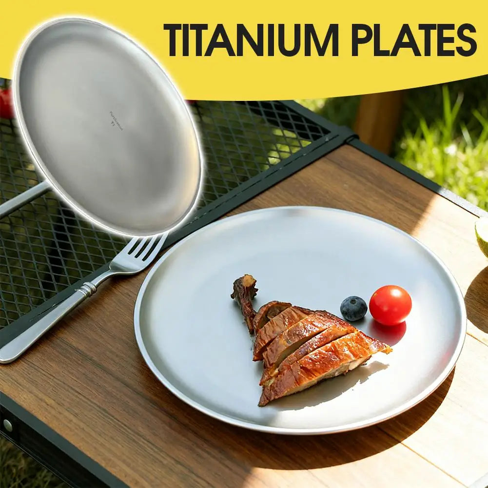 Titanium Camping Plate | Stackable Lightweight Outdoor Dinnerware Camping Dinnerware Plate QXL