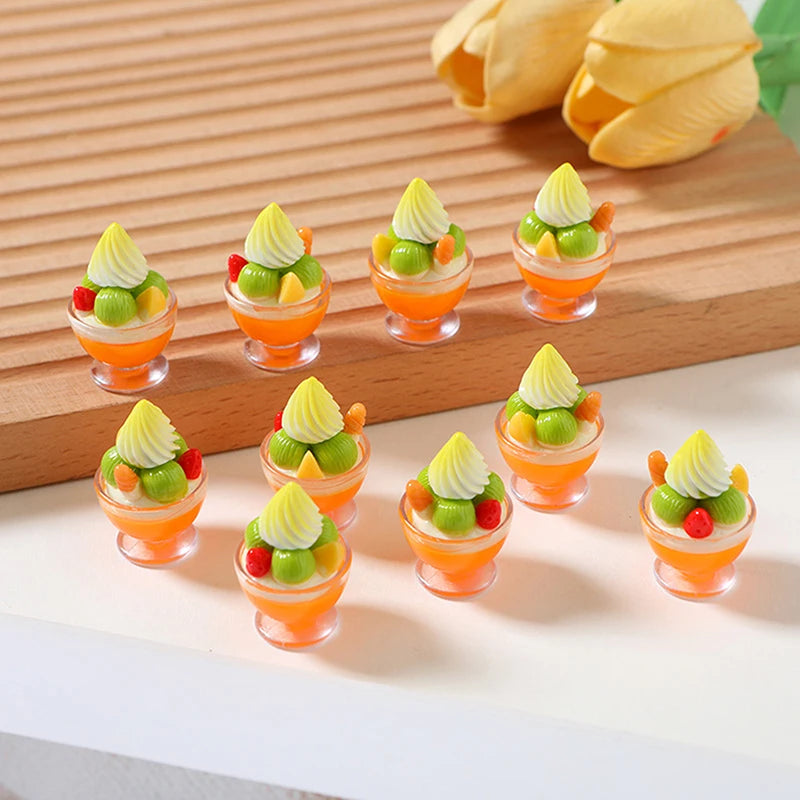 6-Pack Miniature Ice Cream Sundae Dollhouse Accessories 1:12 Dollhouse Miniatures QXL