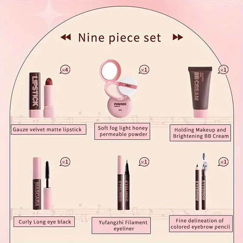 VERONNI 9-Piece Makeup Gift Set | Lipstick, BB Cream & More Makeup Gift Set QXL