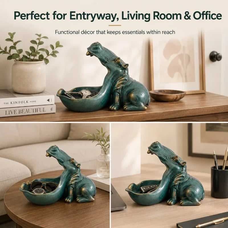 Nordic Hippo Resin Storage Tray | Key Bowl & Desk Organizer Decorative Storage Tray QXL