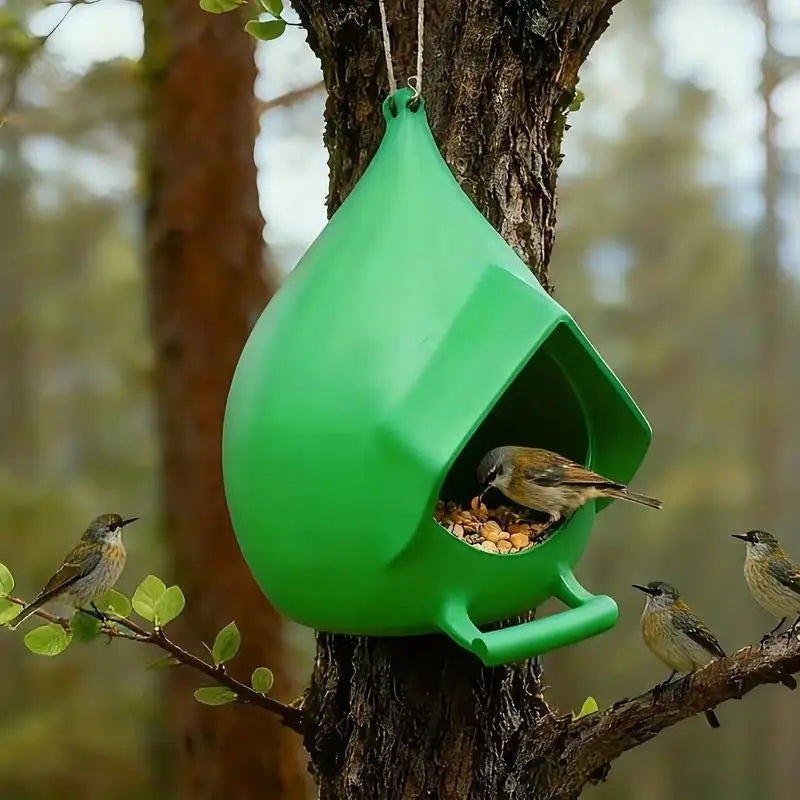 Hanging Waterdrop Bird Feeder | Transparent Outdoor Seed Feeder Hanging Bird Feeder QXL Green