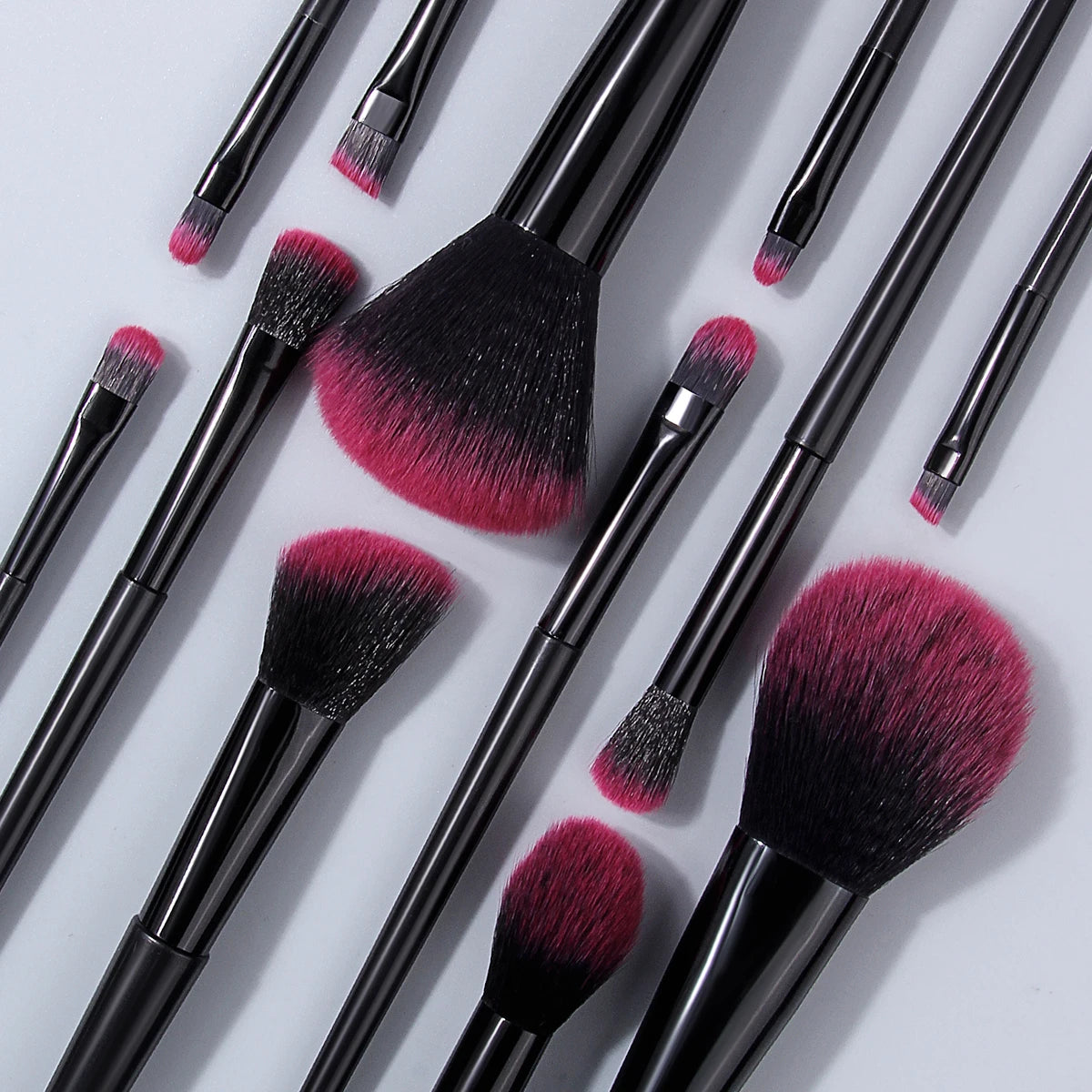 15-Pc Makeup Brush Set with PU Bag & Pink Powder Puffs Makeup Brush Set QXL
