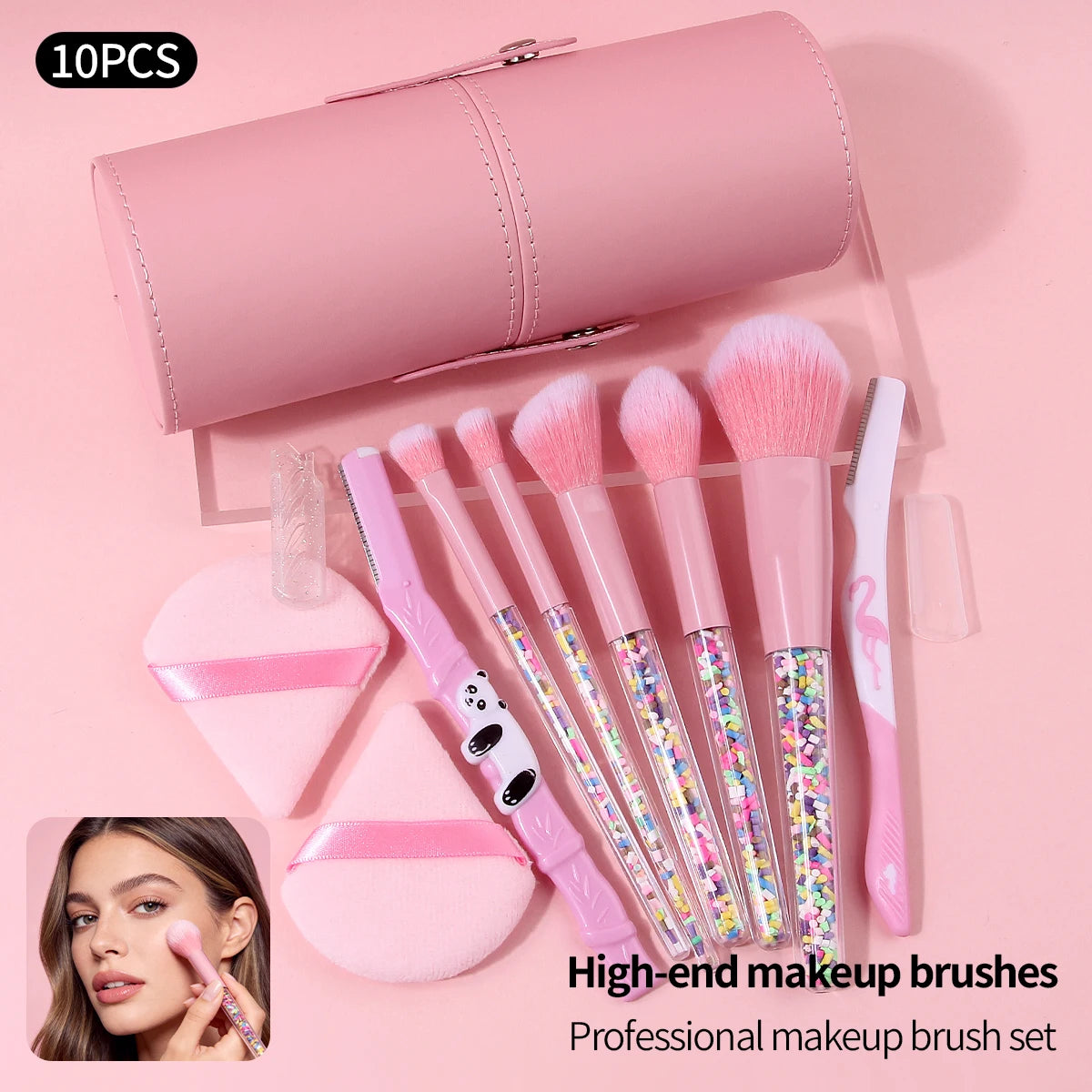 KOSSHOW Pink Makeup Brush Set with Portable Storage Case Makeup Brush Set QXL
