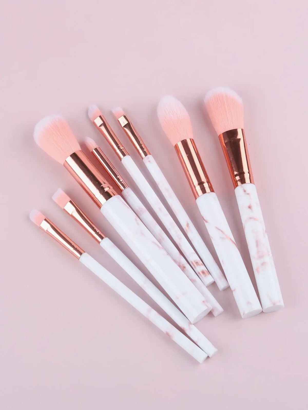 8-Pc Marble Makeup Brush Set with Case | Synthetic Fiber Makeup Brush Set QXL