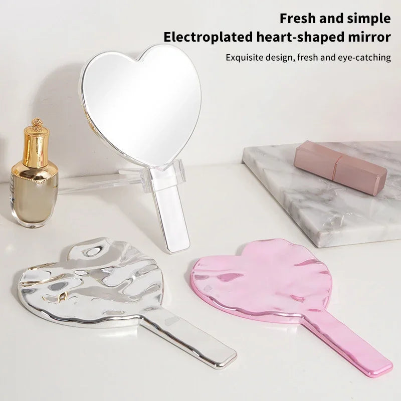 Heart-Shaped Handheld Makeup Mirror | Compact Vanity Mirror Handheld Makeup Mirror QXL