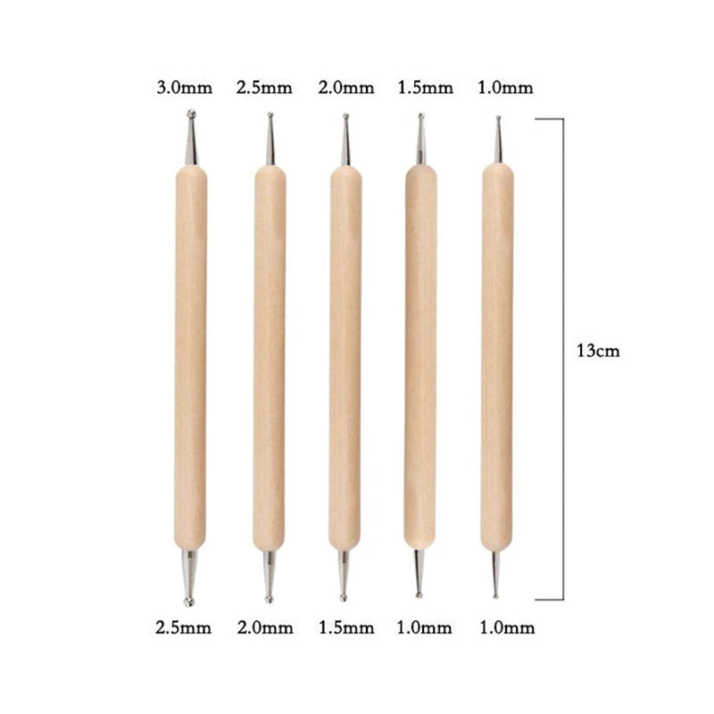 Crystal Beaded Nail Dotting Pens – 5-Piece Dual-End Set Nail Dotting Pen Set QXL A1