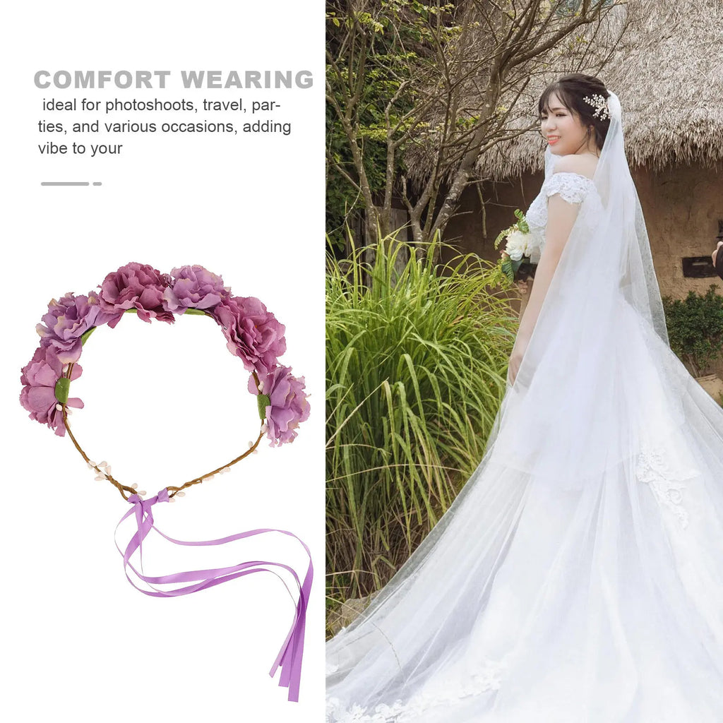 Peony Floral Headband | Boho Bridal Hair Accessory for Women Floral Hair Headband QXL