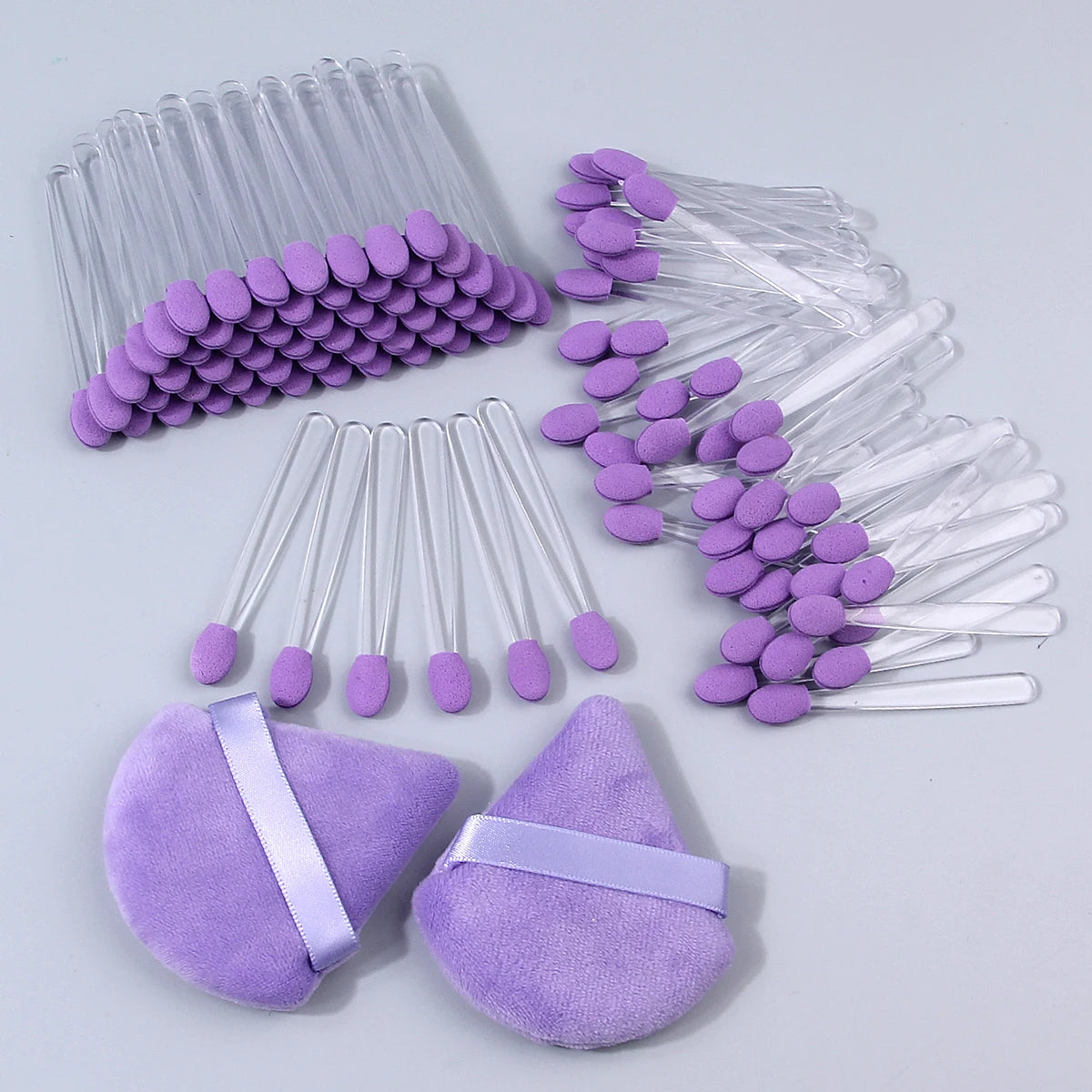 102-Pc Disposable Eyeshadow Sponge Sticks & Powder Puffs Set Makeup Applicator Set QXL
