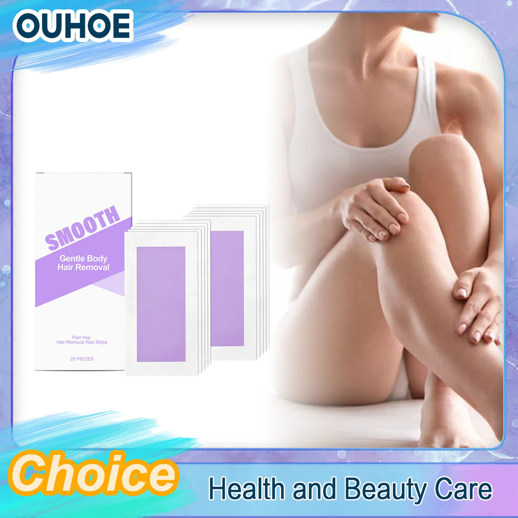 Cold Wax Hair Removal Strips | Face, Body & Legs – 20-Pack Cold Wax Strips QXL