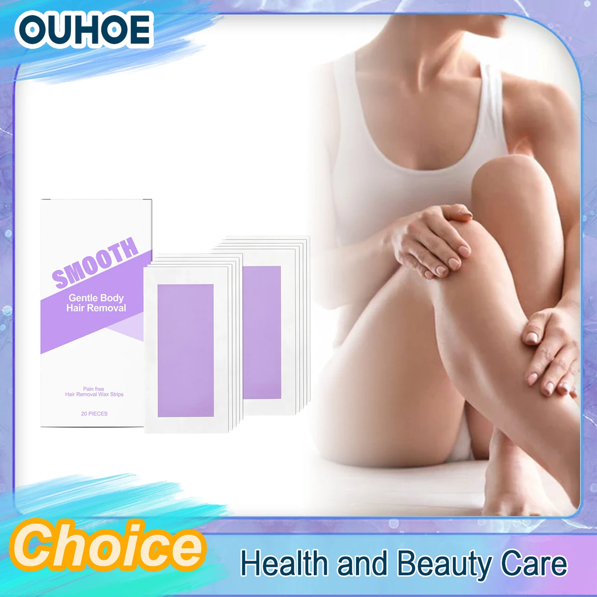 Cold Wax Hair Removal Strips | Face, Body & Legs – 20-Pack Cold Wax Strips QXL