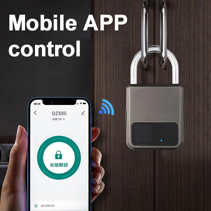 Smart Fingerprint Padlock IP68 Waterproof – App & USB Key Fingerprint Padlock QXL