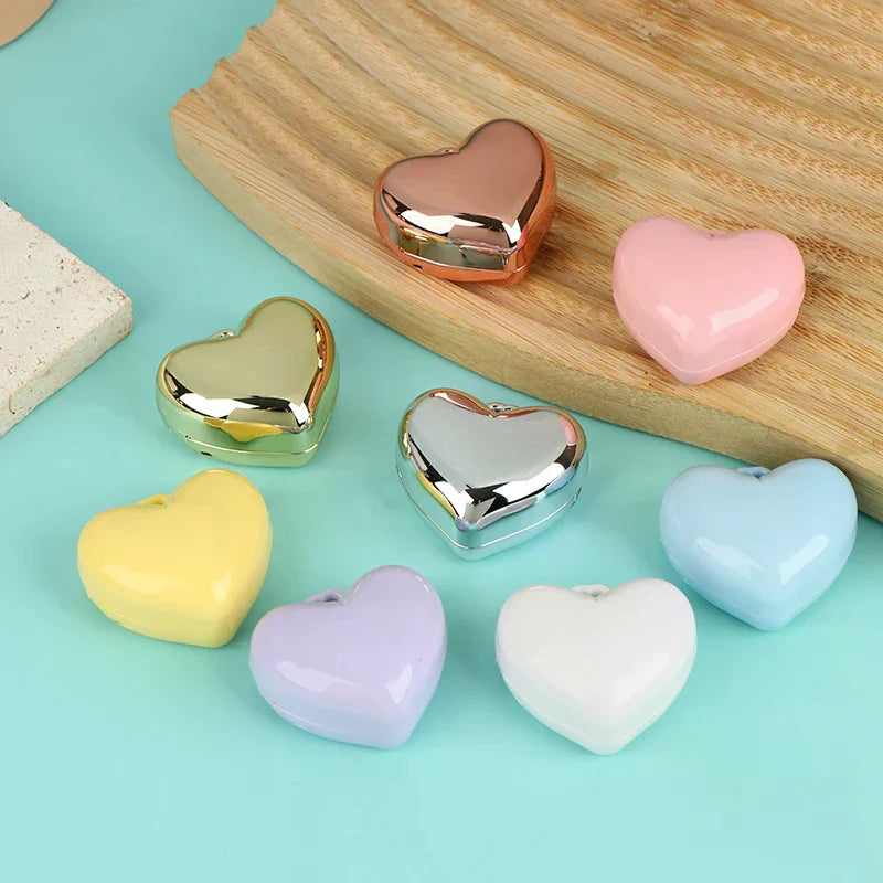 Heart-Shape Mini Refillable Compact with Mirror & Keychain Refillable Compact Case QXL