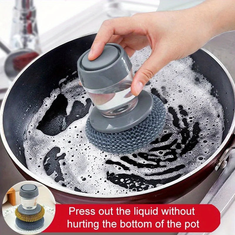 Soap Dispensing Dish Brush | Push-Button Kitchen Scrubber Soap Dispensing Brush QXL