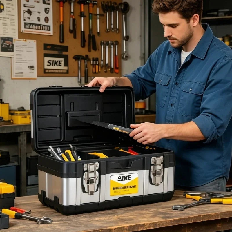 17-Inch Heavy Duty Portable Tool Box with Removable Tray Portable Tool Box QXL