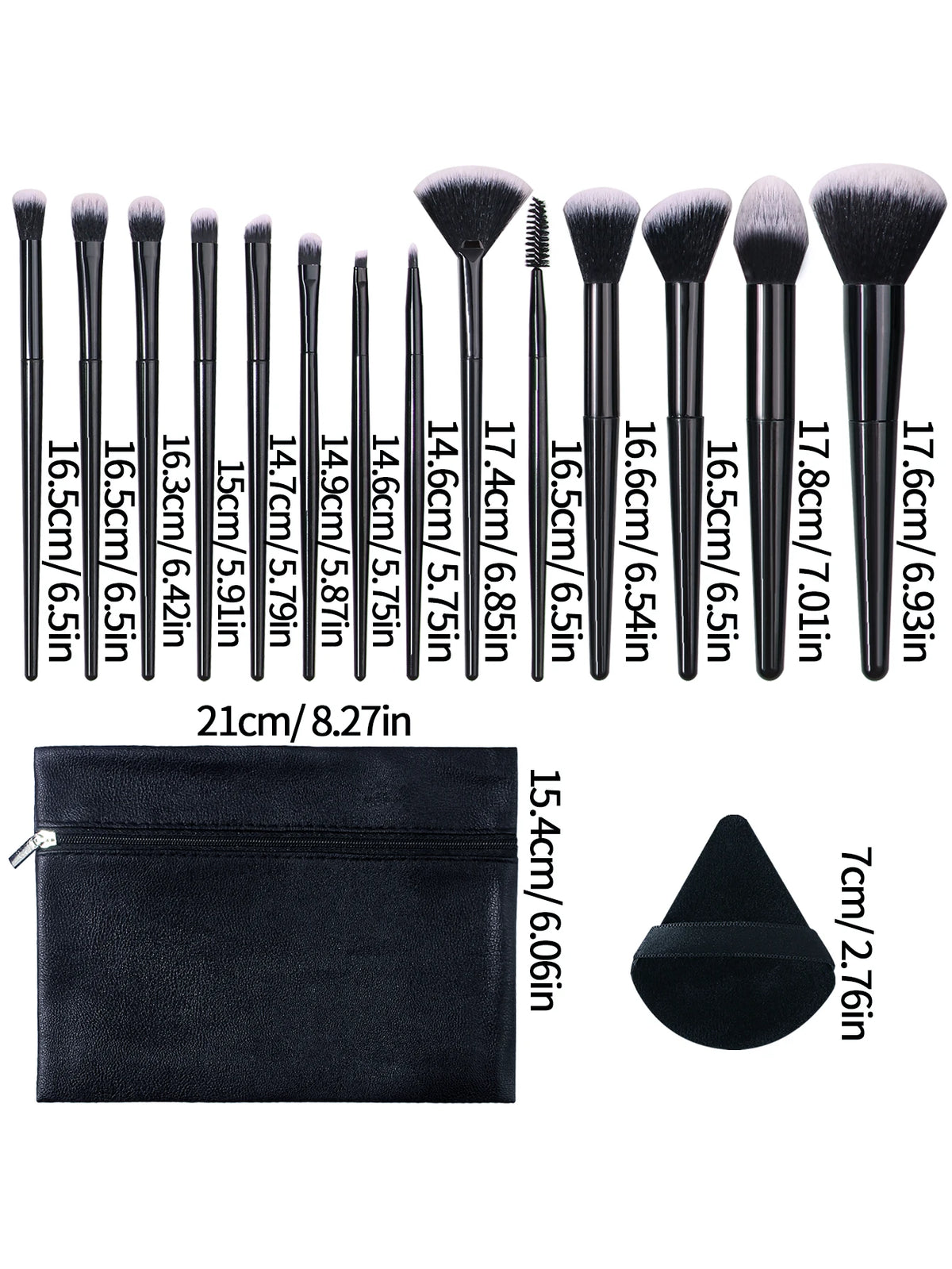 17-Pc Makeup Brush Set with Sponge Pads & Zipper Bag Makeup Brush Set QXL